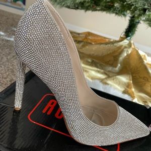 White Rhinestone Heels